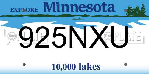 925NXU Minnesota License Plate