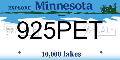 925PET Minnesota License Plate