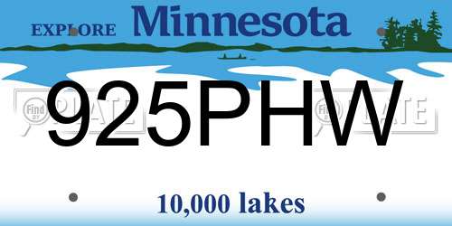 925PHW Minnesota License Plate