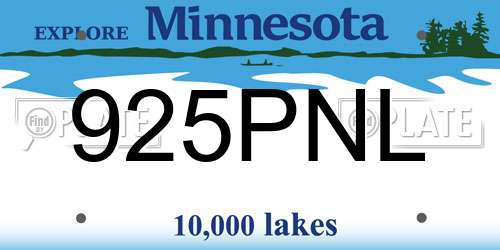 925PNL Minnesota License Plate