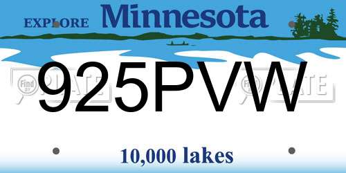 925PVW Minnesota License Plate