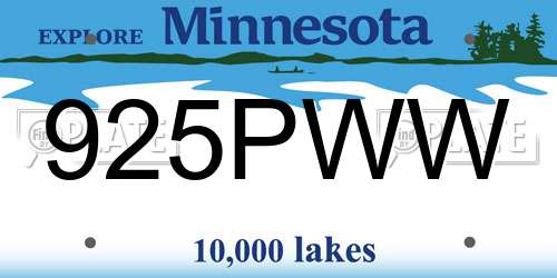 925PWW Minnesota License Plate