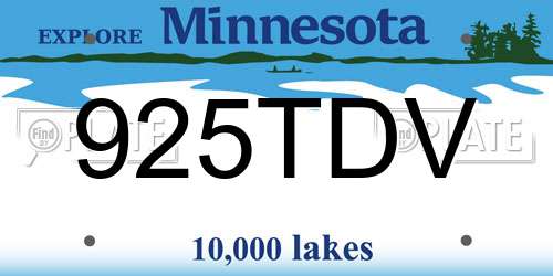 925TDV Minnesota License Plate