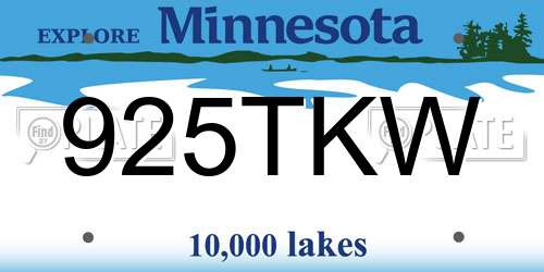 925TKW Minnesota License Plate