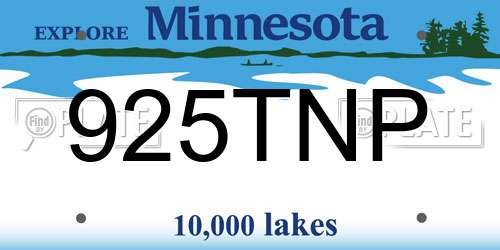 925TNP Minnesota License Plate