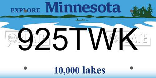 925TWK Minnesota License Plate