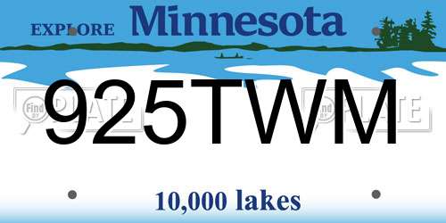 925TWM Minnesota License Plate
