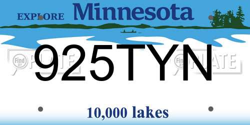 925TYN Minnesota License Plate