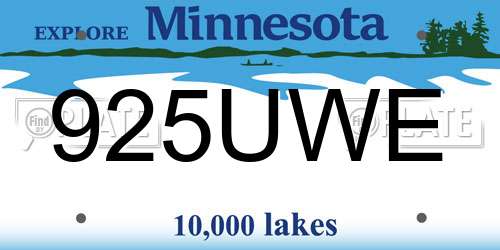 925UWE Minnesota License Plate