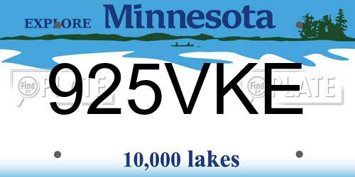 925VKE Minnesota License Plate