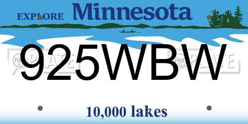 925WBW Minnesota License Plate
