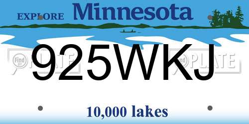 925WKJ Minnesota License Plate