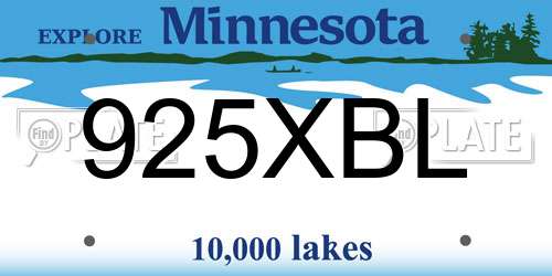 925XBL Minnesota License Plate