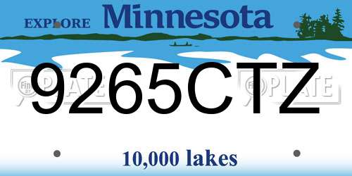9265CTZ Minnesota License Plate