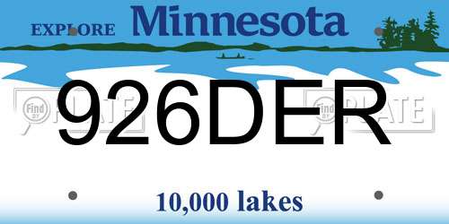 926DER Minnesota License Plate