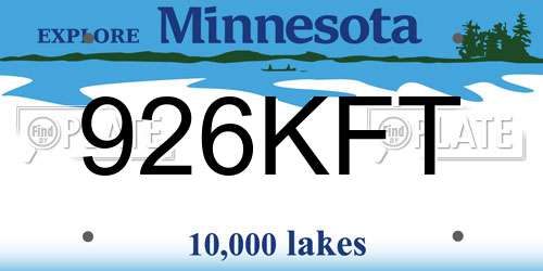 926KFT Minnesota License Plate