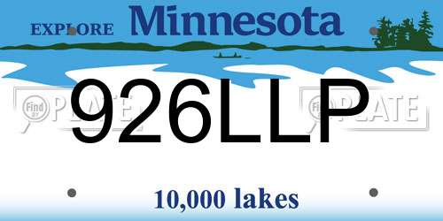 926LLP Minnesota License Plate