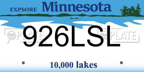 926LSL Minnesota License Plate