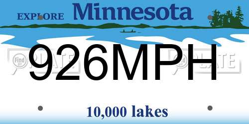 926MPH Minnesota License Plate