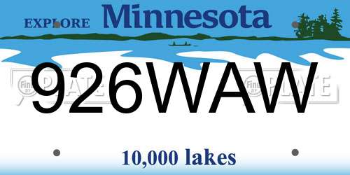 926WAW Minnesota License Plate