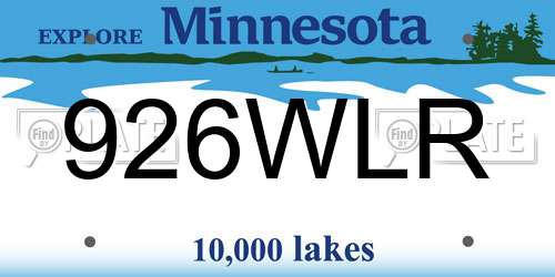 926WLR Minnesota License Plate