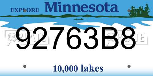 92763B8 Minnesota License Plate
