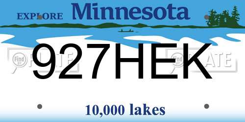 927HEK Minnesota License Plate