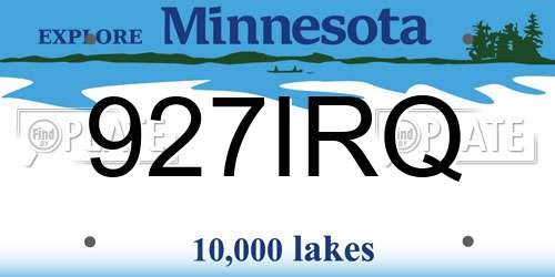 927IRQ Minnesota License Plate