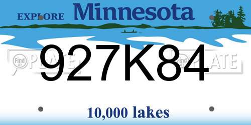 927K84 Minnesota License Plate