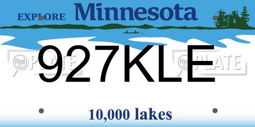 927KLE Minnesota License Plate