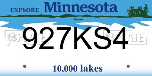927KS4 Minnesota License Plate