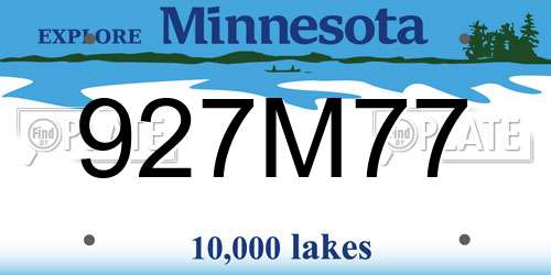 927M77 Minnesota License Plate