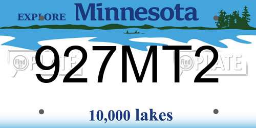 927MT2 Minnesota License Plate