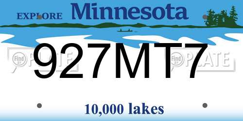 927MT7 Minnesota License Plate