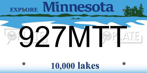 927MTT Minnesota License Plate