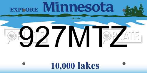 927MTZ Minnesota License Plate