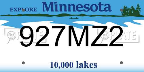 927MZ2 Minnesota License Plate