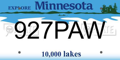 927PAW Minnesota License Plate