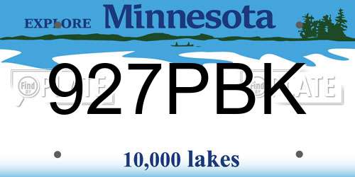 927PBK Minnesota License Plate