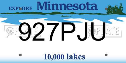 927PJU Minnesota License Plate
