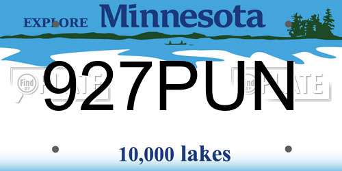 927PUN Minnesota License Plate
