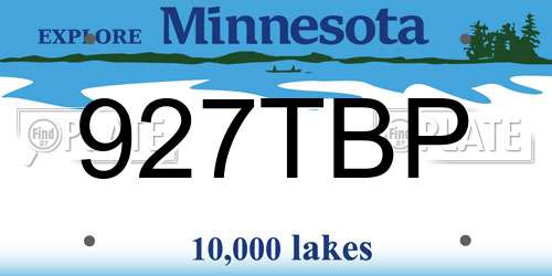 927TBP Minnesota License Plate