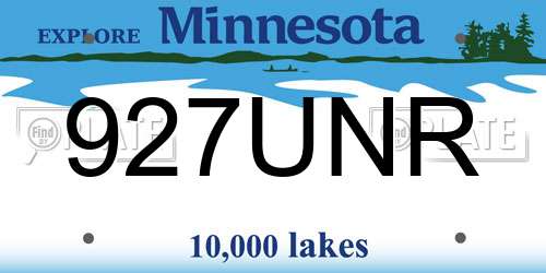 927UNR Minnesota License Plate
