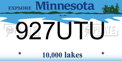 927UTU Minnesota License Plate