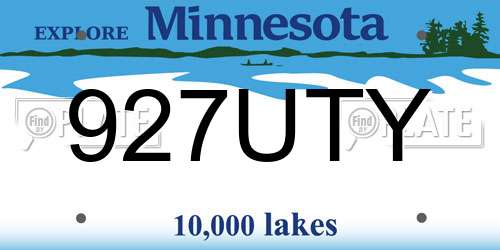 927UTY Minnesota License Plate