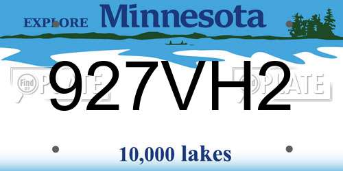 927VH2 Minnesota License Plate