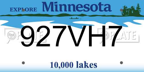 927VH7 Minnesota License Plate