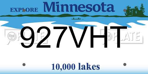 927VHT Minnesota License Plate