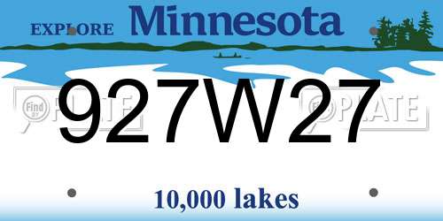 927W27 Minnesota License Plate