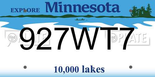 927WT7 Minnesota License Plate